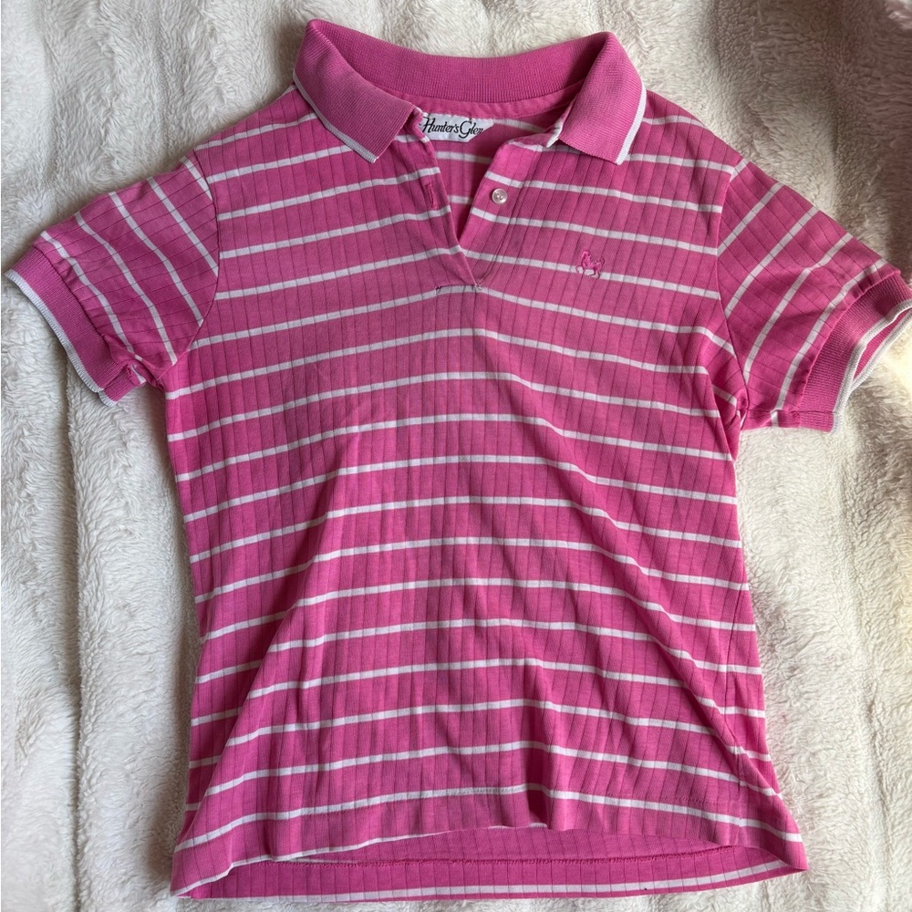 Hartstrings Vibrant Pink and White Polo Shirt